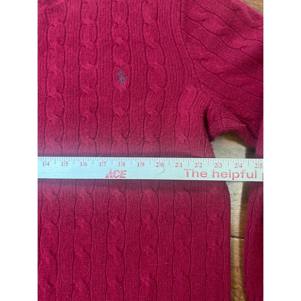 Polo Ralph Lauren Sweater Mens XL Red Cable Knit Crewneck Italian Yarn - Picture 8 of 11
